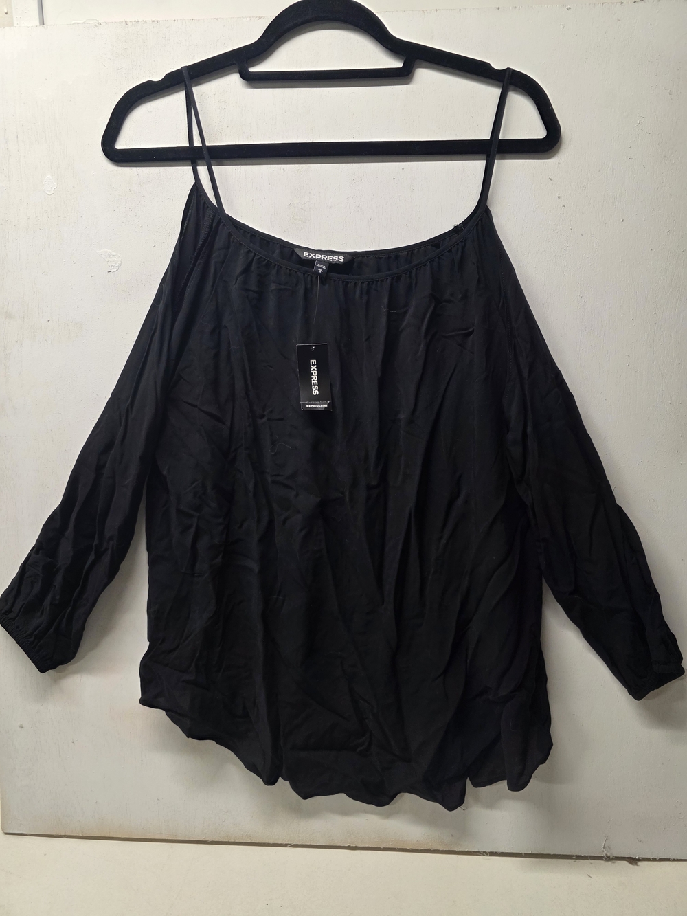 Express Women's Medium Black Cold Shoulder Shirt - BWT